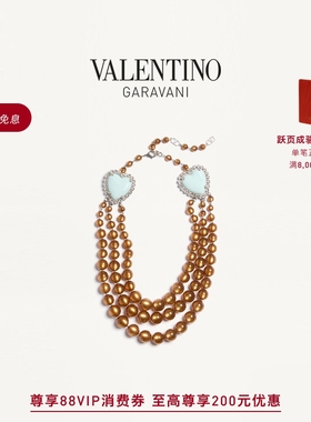 华伦天奴VALENTINO女士 COEUR HYPERBOLE 金属 树脂和仿水晶项链