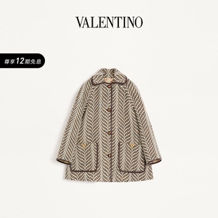 斑马纹图案羊毛大衣 ECLAT 华伦天奴VALENTINO女士 FAUVE