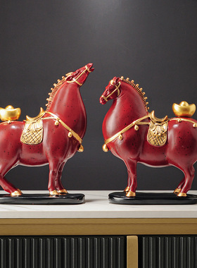 新中式唐马上有钱摆件办公室老板桌马到成功装饰乔迁客厅玄关开业