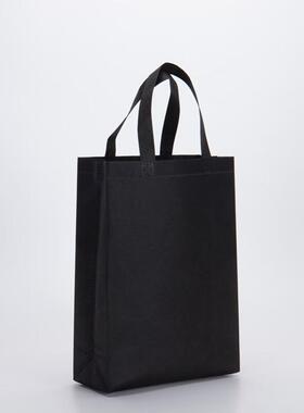 谋福(CNMF)912Y热压无纺布袋定做logo手提袋黑色竖版立体袋(35*41