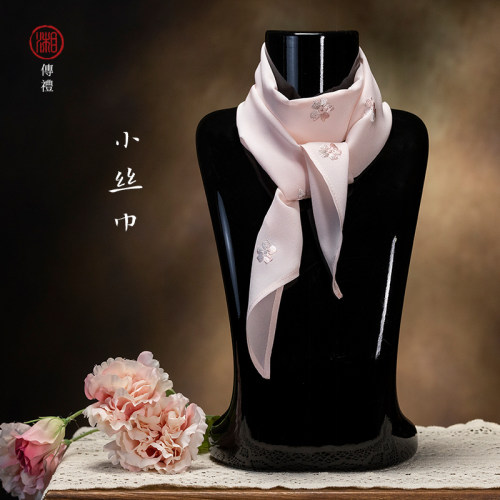 湘传湘绣桑蚕丝绣花围巾真丝