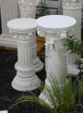 热销欧式复古罗马柱花盆摆件底座花架雕塑仿古户外柱子法式仿石膏