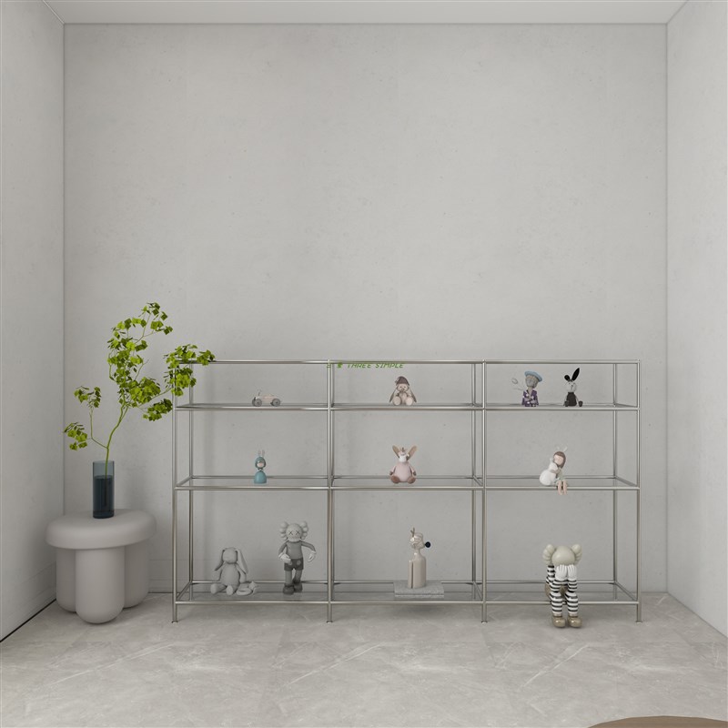 热销中古玻璃置物架化妆品货架模型产品鞋包陈列展示柜多层不锈钢