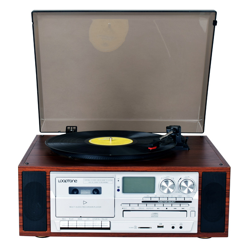 热销LP黑胶唱片机现代欧式客厅摆件老式复古留声机CD磁带收音蓝牙
