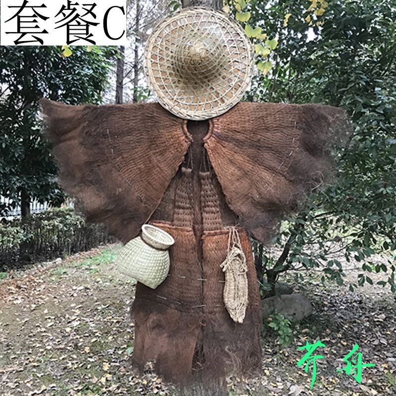 热销蓑衣斗笠帽草鞋竹篓餐馆农家乐装饰挂件仿古防雨披肩特色传统