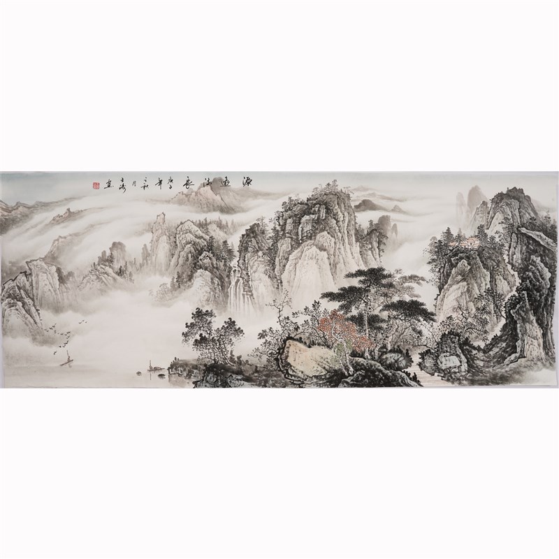 热销小六尺水墨山水画中式办公室客厅装饰画纯手绘风景国画王涛00
