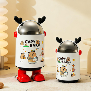 家用垃圾桶客厅轻奢高档2026新款高颜值创意卧室翻盖收纳纸篓桶