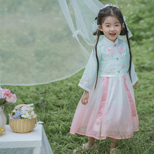 明制古装儿童汉服新款公主裙女童民国风连衣裙周岁春装幼儿园童裙