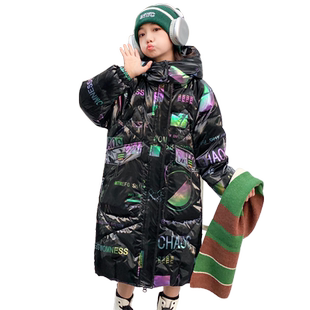 儿童羽绒服女童长款2025新款过膝中大童加厚女孩冬季免洗洋气外套