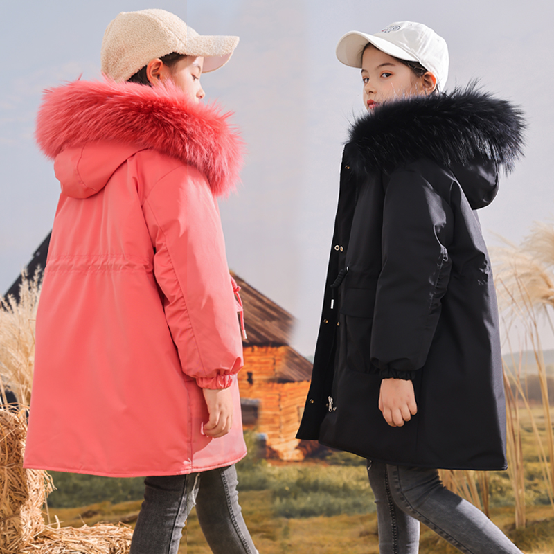 两面穿中长款加厚羽绒服儿童