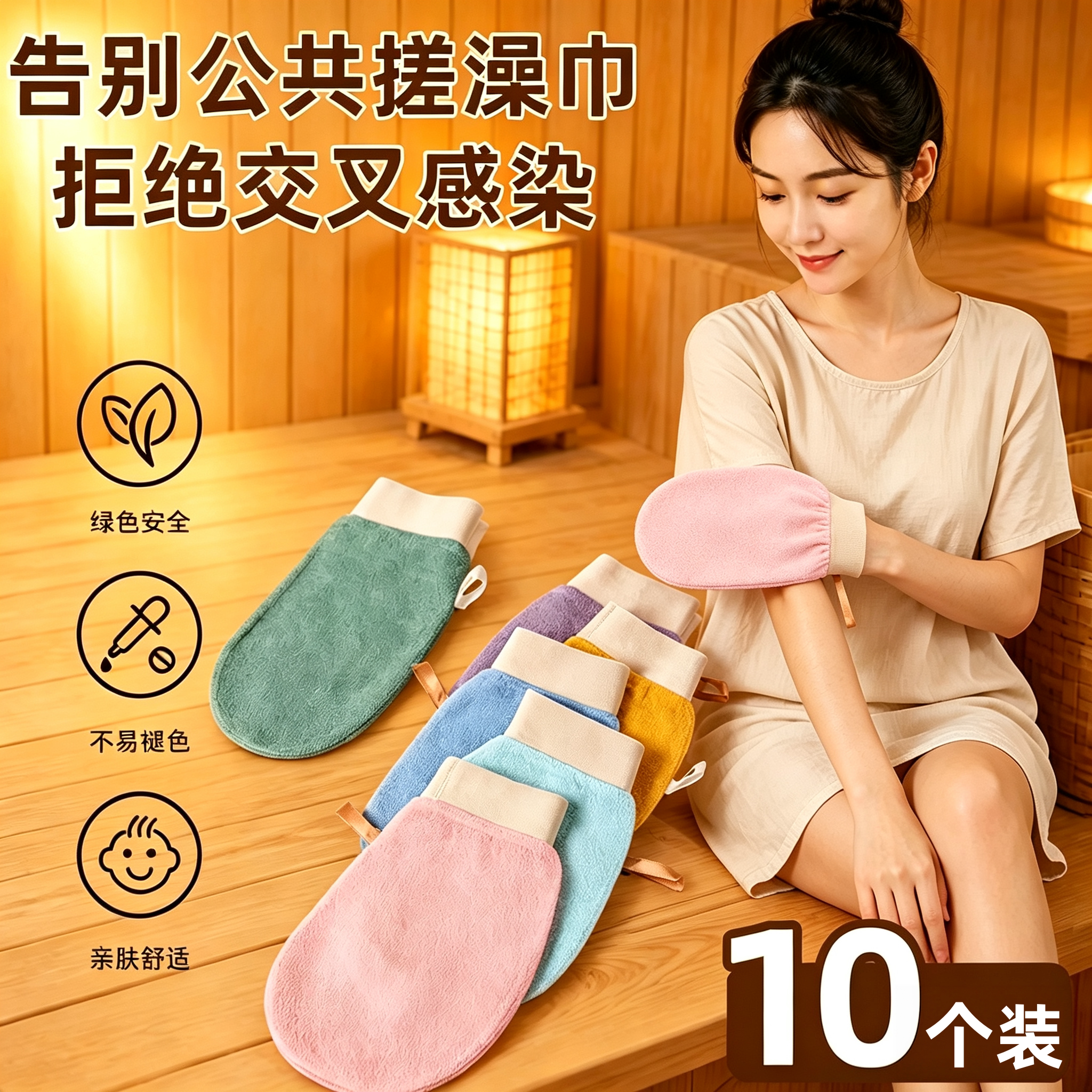 一次性搓澡巾商用洗浴汗蒸搓泥巾出差旅行民宿待客免抛搓澡手套