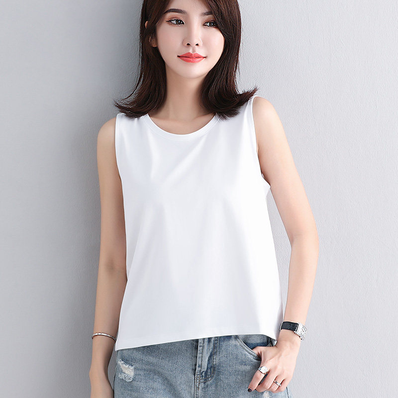 白色纯棉宽松吊带背心女内搭夏季新款大码胖mm无袖打底t恤衫上衣