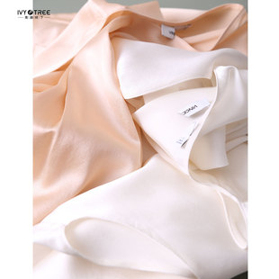 美国原!丝滑亲肤养肤~如瀑如缎~V领落肩短袖真丝软缎衬衫上衣K-4