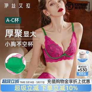 伊丝艾拉聚拢内衣女小胸显大加厚收副乳防下垂蕾丝性感无钢圈文胸