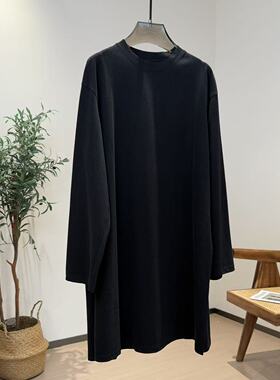 新款简约纯色宽松显瘦圆领女士中长款T恤（261090）