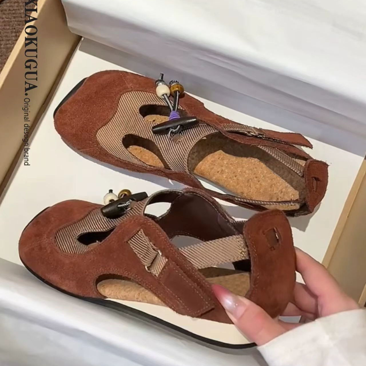 复古休闲方头鞋女一脚蹬浅口