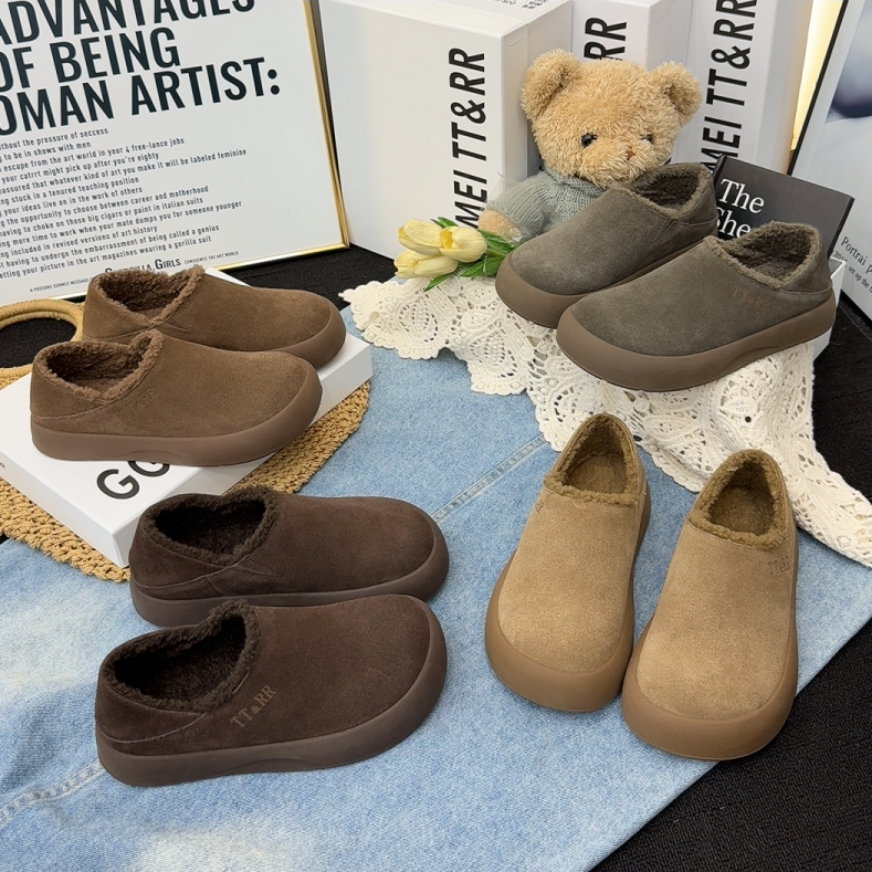 冬季新款两穿懒人鞋大头丑萌鞋