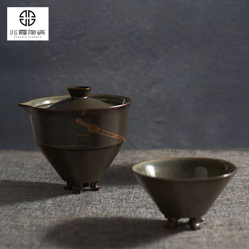 好客山东淄博陶瓷齐礼武圣茶具组旅行茶具功夫茶具快客杯泡茶壶杯