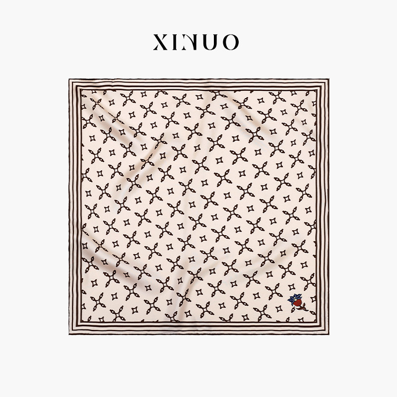 【贾冰同款】xinuosichou惜诺 菱格旧梦桑蚕丝小方巾真丝围巾丝巾