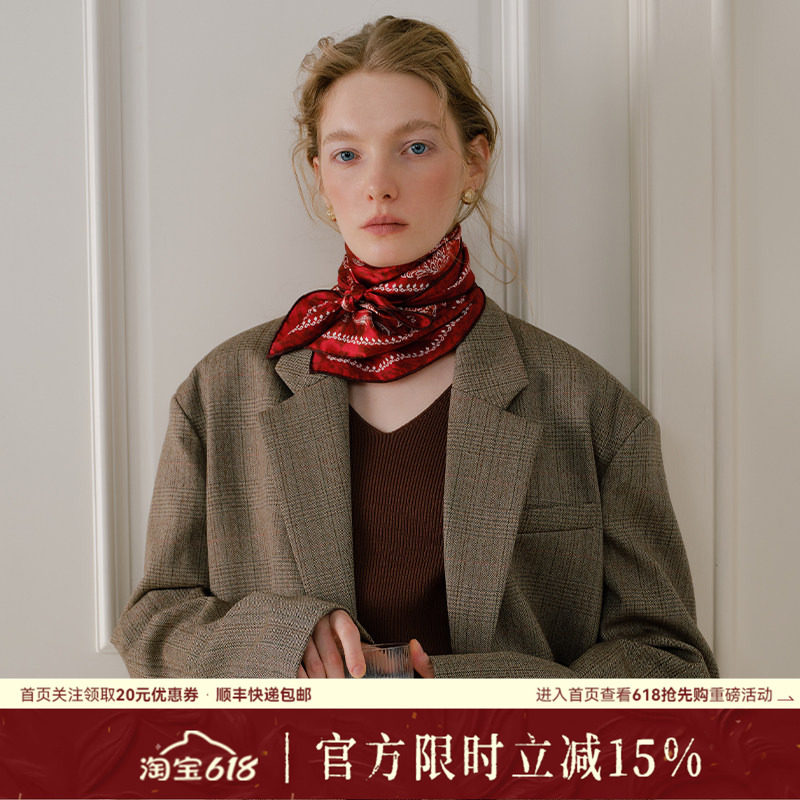 xinuosichou惜诺 利马迎福 高级红色真丝丝巾 桑蚕丝方巾围巾礼物