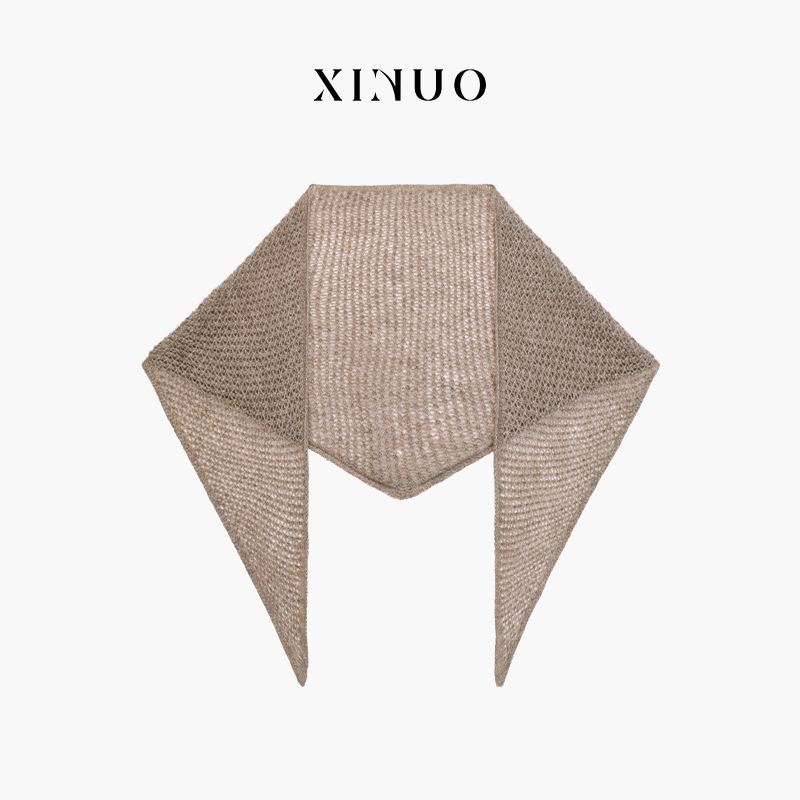 XINUO山羊绒编织三角围巾秋冬