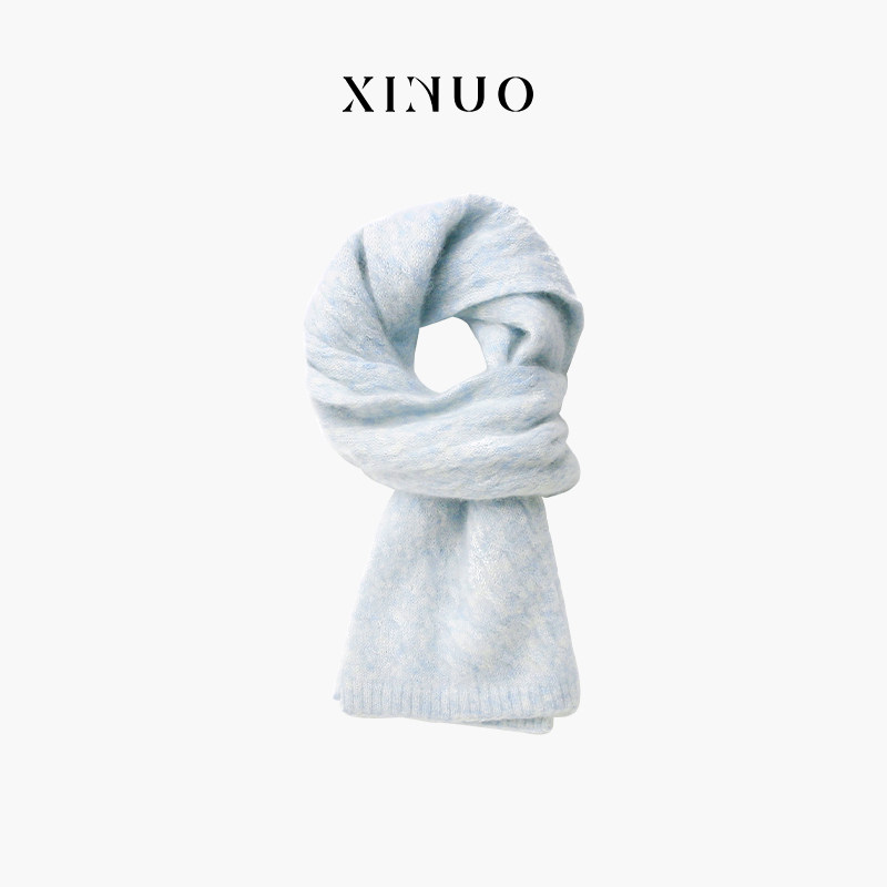 xinuosichou惜诺 康宝莱山羊绒围巾女秋冬蓝色围脖简约百搭送礼物