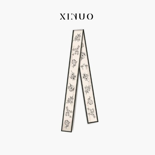 XINUO设计师款真丝丝巾长条飘带