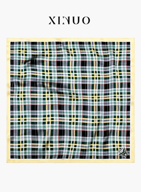 xinuosichou惜诺 格纹丝语 桑蚕丝巾小方巾 真丝丝巾女款简约通勤