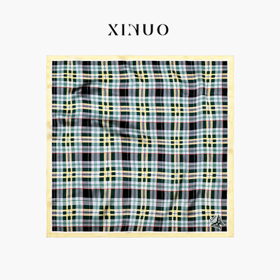 XINUO格纹丝语100%桑蚕丝小方巾