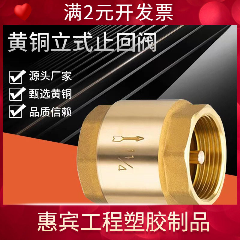黄铜立式止回阀 弹簧逆止阀 单向阀门 表前止回阀铜杆芯螺纹