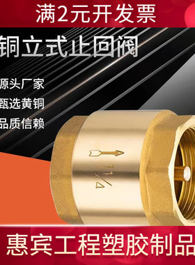 黄铜立式止回阀 弹簧逆止阀 单向阀门 表前止回阀铜杆芯螺纹
