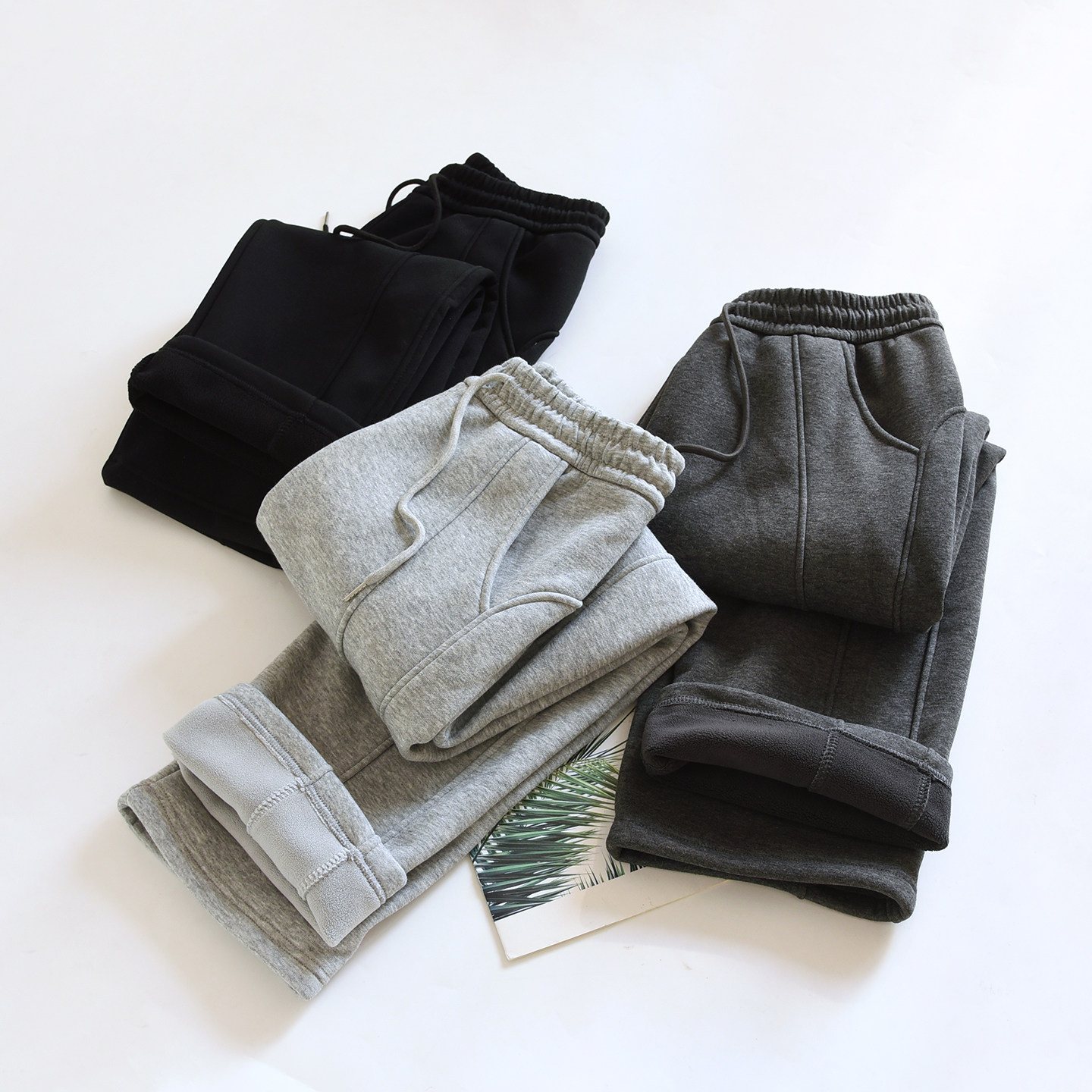 秋冬加绒加厚窄版女士直筒休闲长裤高腰宽松百搭显瘦保暖外穿卫裤 - 珍妮睡衣家居服出品