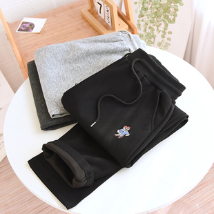 全棉中高腰宽松显瘦纯色百搭卫裤 2024年秋直筒运动裤 女士休闲长裤