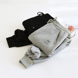 纯棉加厚保暖运动裤 秋冬季 显瘦百搭休闲外穿长裤 女士新品 加绒卫裤