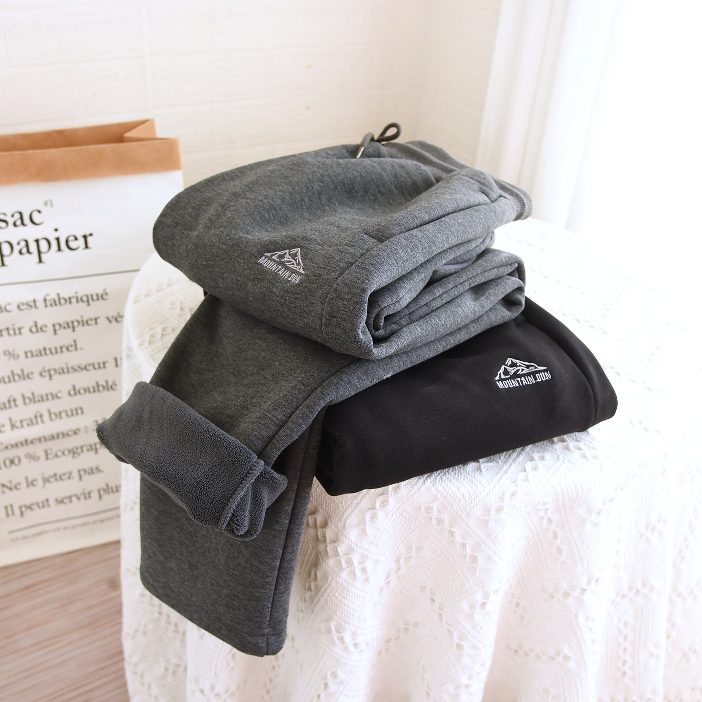 2025秋冬季男士休闲卫裤加绒加厚保暖一体绒中老年直筒外穿长裤子