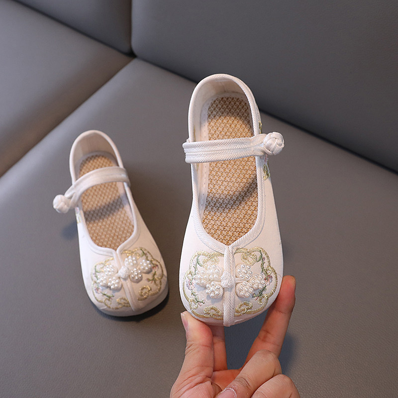 春夏女童汉服鞋古风古装老北京布鞋宝宝手工表演儿童绣花鞋国风鞋