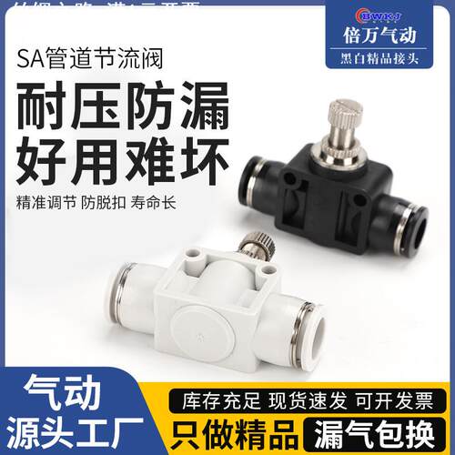 PU气管快插接头管道阀PA-8LSA-16mm节流调节阀快速气接头