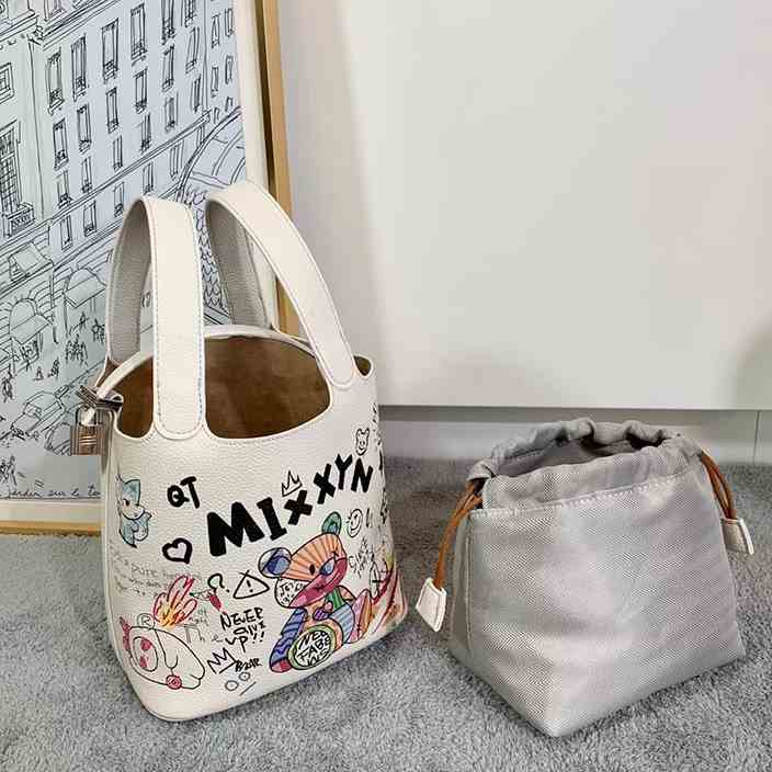 涂鸦包2021新款潮凯利小包女单肩斜挎托特包链条小圆包手提水桶包