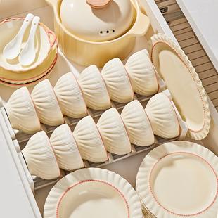 碗家用2025新款高颜值碗碟碗盘套装家用盘子碗筷餐具套装乔迁新居