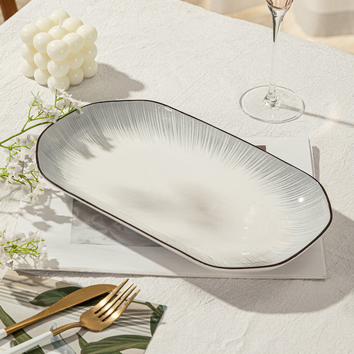 耐高温不掉色12寸陶瓷大鱼盘深盘