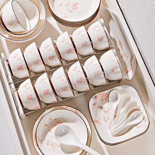 餐具碗盘陶瓷盘子碗套装 碗具饭碗 组合家用乔迁之喜入宅碗2025新款