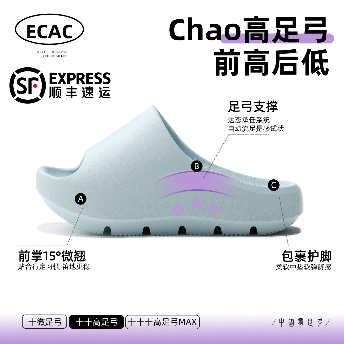 ECAC足弓拖鞋女款防滑防臭2026新
