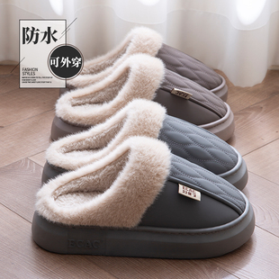 男士棉拖鞋男款棉拖冬季2025新款防滑防水室内家居加绒保暖毛拖鞋