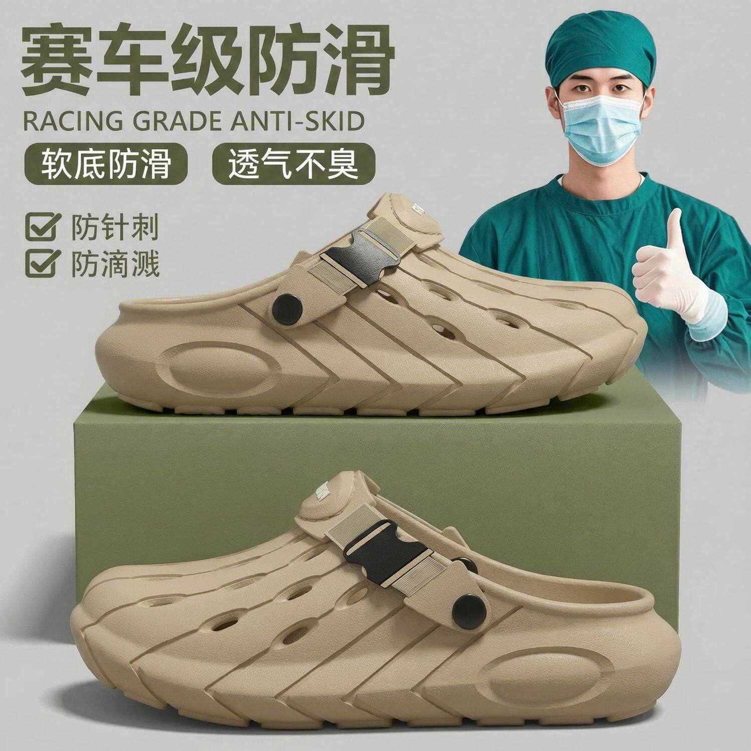 ECAC医用手术室洞洞鞋男款防滑防臭2026新款夏外穿厚底eva凉拖女