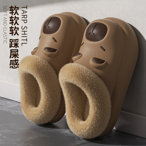 卡皮巴拉防水棉拖鞋男款秋冬季