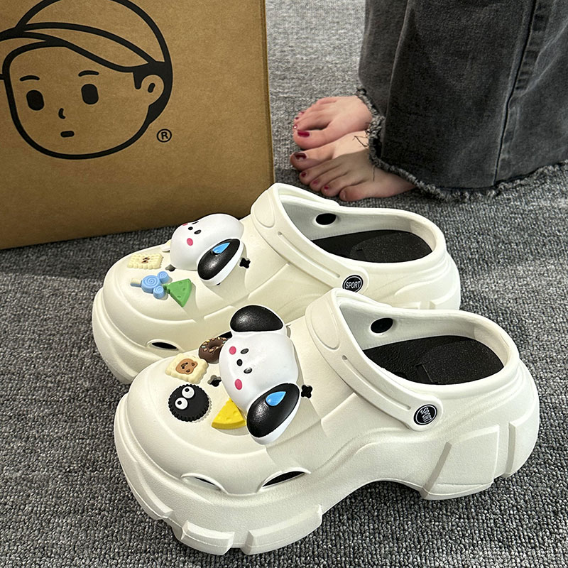 网红超火无语狗厚底包头洞洞鞋女