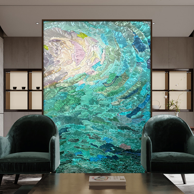轻奢珐琅彩装饰画入户玄关隔断高级感隔断壁画客厅沙发背景墙挂画