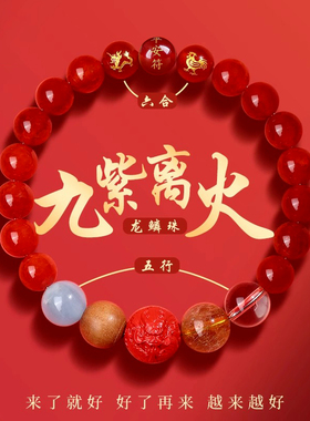 2025龙年九紫离火六合生肖牛兔羊狗手串玛瑙泰岁化符手链