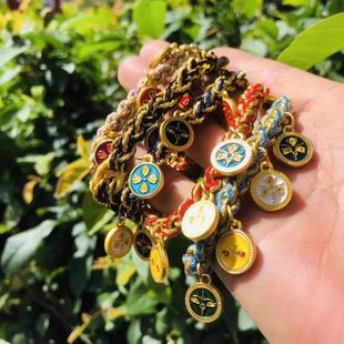 西藏扎基寺五路财神手绳手串手链本命年手工编制手串扎基拉姆结缘