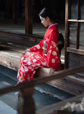 限时大红和服 赏味和服 一件库存样板全新